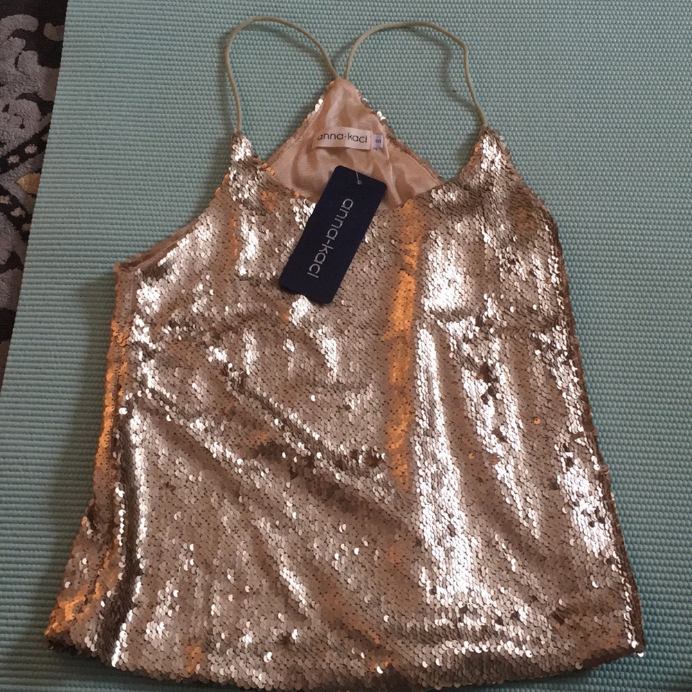 NWT Women’s S Gold Sequin Tank Top
